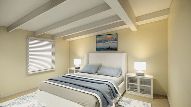 2468 Silverstrand Ave, Hermosa Beach, CA 90254 - carpeted bedroom featuring beam ceiling and baseboards