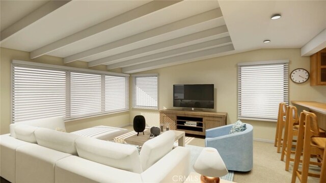 2468 Silverstrand Ave, Hermosa Beach, CA 90254 - living room featuring vaulted ceiling, healthy amount of natural light, and light carpet