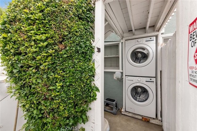 2468 Silverstrand Ave, Hermosa Beach, CA 90254 - laundry area with stacked washing machine and dryer