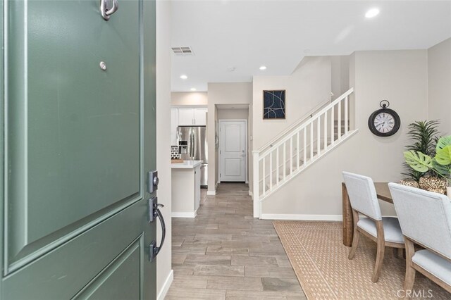 78 Patria, Rancho Mission Viejo, CA 92694 - foyer with stairs, light wood-type flooring, and recessed lighting