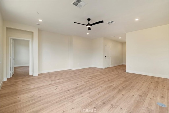 2395 Tokay Ct, Paradise, CA 95969 - unfurnished room with ceiling fan, light wood finished floors, baseboards, and recessed lighting