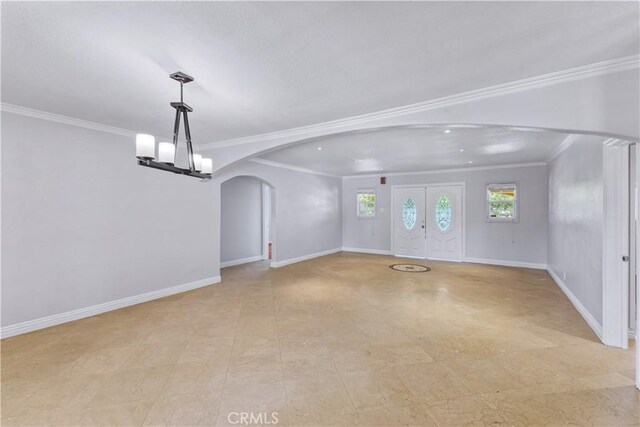 5071 Bushnell Ave, Riverside, CA 92505 - empty room featuring arched walkways and ornamental molding