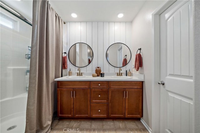 29377 Wyatt Earp Way, Winchester, CA 92596 - bathroom with double vanity and a shower with curtain
