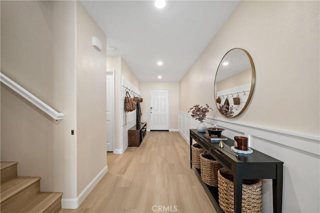 29377 Wyatt Earp Way, Winchester, CA 92596 - hall featuring stairway, light wood-type flooring, and recessed lighting