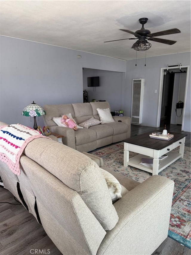 6867 Weaver St, Riverside, CA 92504 - living room with a ceiling fan and wood finished floors