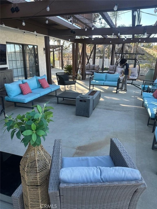 20515 Bushton Pl, Perris, CA 92570 - view of patio featuring an outdoor hangout area and a pergola