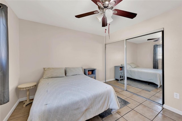 507 W La Jolla St, Placentia, CA 92870 - bedroom featuring light tile patterned floors, ceiling fan, and a closet