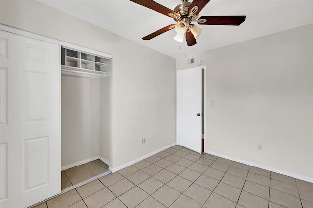 507 W La Jolla St, Placentia, CA 92870 - unfurnished bedroom featuring a closet, light tile patterned floors, and ceiling fan