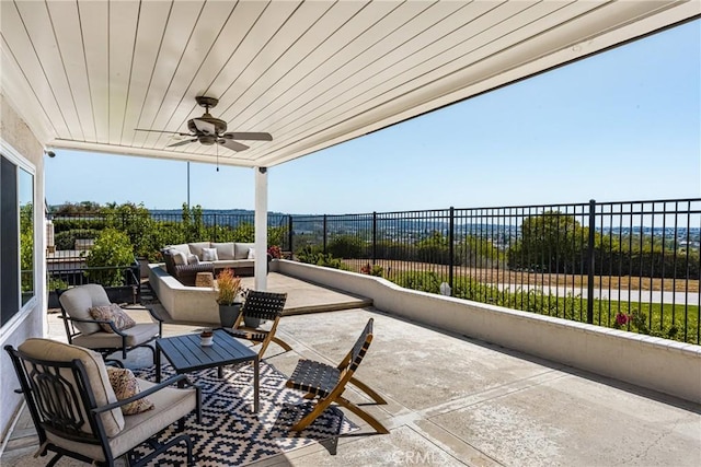 6021 Saddletree Ln, Yorba Linda, CA 92886 - view of patio / terrace featuring an outdoor living space and ceiling fan