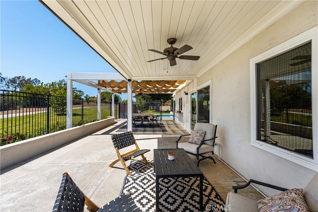 6021 Saddletree Ln, Yorba Linda, CA 92886 - fenced backyard featuring a patio, ceiling fan, and outdoor dining area