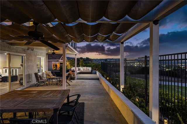 6021 Saddletree Ln, Yorba Linda, CA 92886 - view of patio with an outdoor hangout area, ceiling fan, and french doors