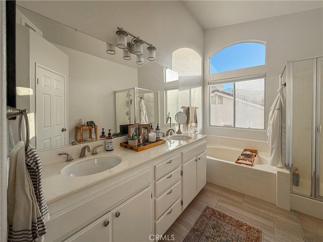 795 Donatello Dr, Corona, CA 92882 - full bath with a shower stall, a bath, and double vanity