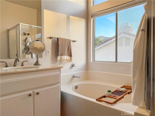 795 Donatello Dr, Corona, CA 92882 - full bath with a garden tub, vanity, and a stall shower
