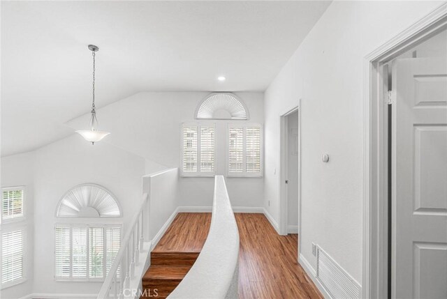 24545 Santa Clara Ave, Dana Point, CA 92629 - hall with wood finished floors, vaulted ceiling, healthy amount of natural light, and recessed lighting