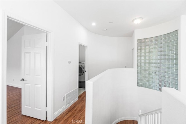 24545 Santa Clara Ave, Dana Point, CA 92629 - corridor featuring wood finished floors and washer / clothes dryer
