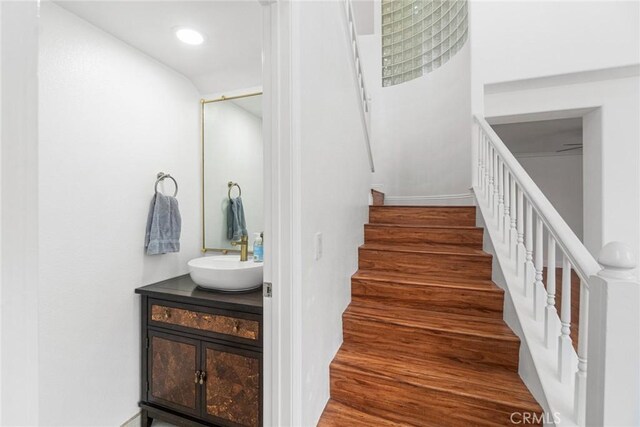 24545 Santa Clara Ave, Dana Point, CA 92629 - stairway featuring wood finished floors and recessed lighting
