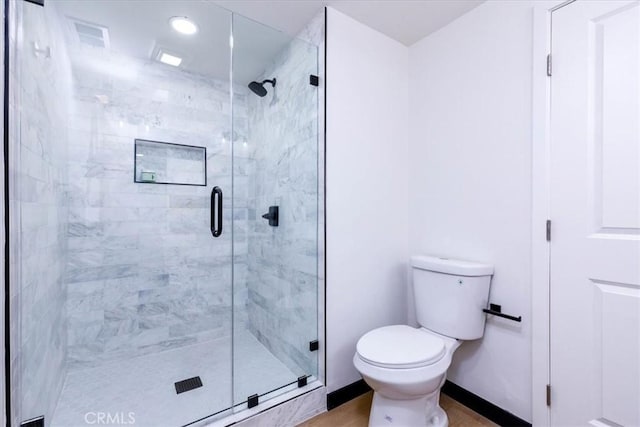 12009 Dresden Pl, Granada Hills, CA 91344 - full bath featuring toilet, a stall shower, baseboards, and recessed lighting