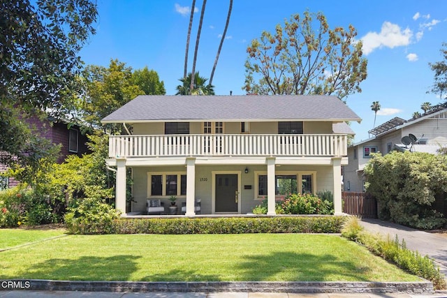 1920 Fletcher Ave, South Pasadena, CA 91030 - view of front of home with a balcony and a front lawn