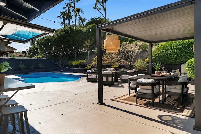 19851 Malaga Ln, Yorba Linda, CA 92886 - view of pool featuring a patio, a fenced backyard, and outdoor dining area