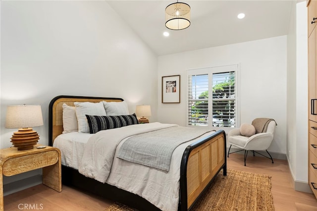 19851 Malaga Ln, Yorba Linda, CA 92886 - bedroom featuring light wood-style flooring, recessed lighting, and high vaulted ceiling