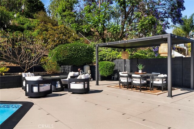 19851 Malaga Ln, Yorba Linda, CA 92886 - view of patio featuring an outdoor fire pit and outdoor dining area