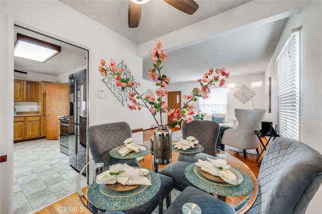 1206 W 187th Pl, Gardena, CA 90248 - dining area featuring a textured ceiling and ceiling fan