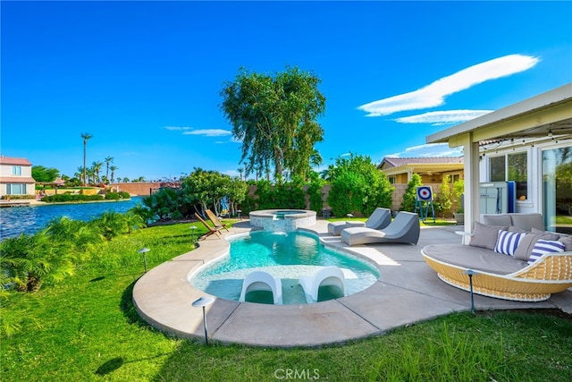 84290 Tramonto Way, Indio, CA 92203 - view of swimming pool featuring a patio and a pool with connected hot tub