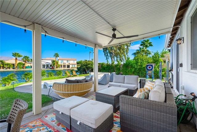 84290 Tramonto Way, Indio, CA 92203 - view of patio with outdoor lounge area and ceiling fan