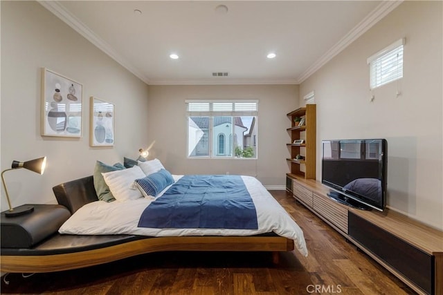 1123 Klose Ln, Fullerton, CA 92833 - bedroom featuring multiple windows, wood finished floors, crown molding, recessed lighting, and baseboards
