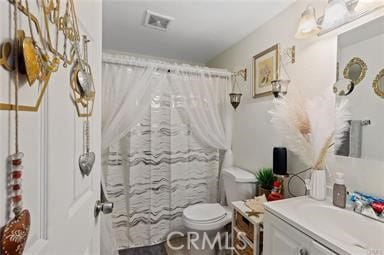 428 S Sultana Ave, Ontario, CA 91761 - bathroom featuring vanity, toilet, and a shower with curtain