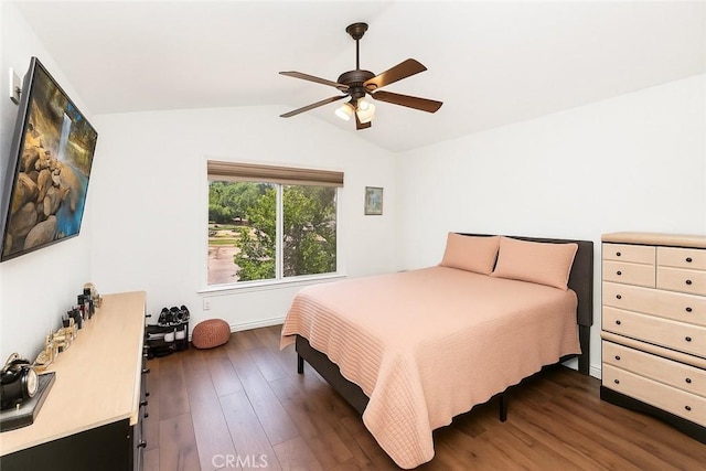 2285 Arabian Way, Corona, CA 92879 - bedroom with lofted ceiling, dark wood-type flooring, and ceiling fan