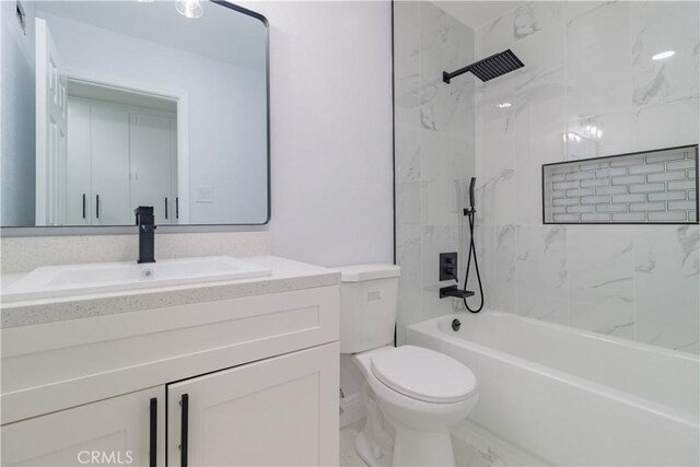 25411 Cottage Ave, Loma Linda, CA 92354 - full bathroom with vanity, shower / bath combination, and marble finish floors