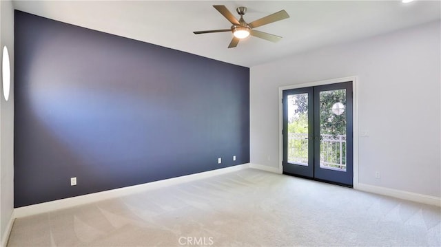 2431 Elizabeth Ct, Upland, CA 91784 - carpeted empty room featuring french doors and a ceiling fan
