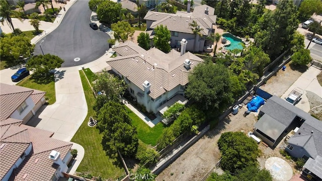 2431 Elizabeth Ct, Upland, CA 91784 - aerial perspective of suburban area with a pool area