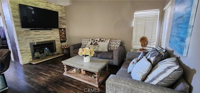 1447 Genoa Ln, San Jacinto, CA 92583 - living area with wood finished floors and a fireplace