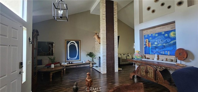 1447 Genoa Ln, San Jacinto, CA 92583 - entryway with high vaulted ceiling and wood finished floors