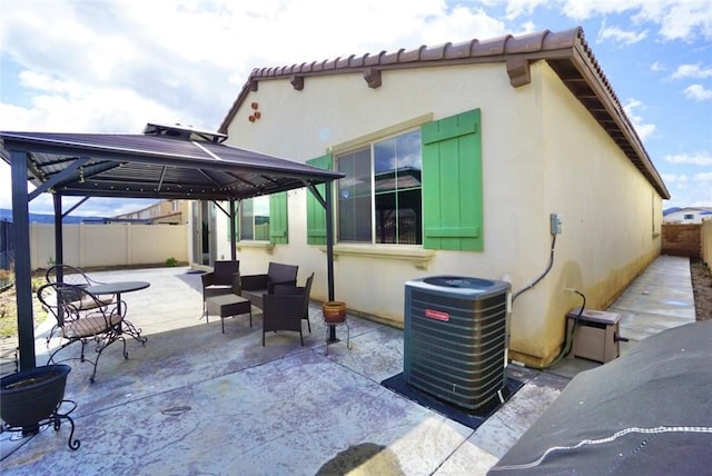 3042 Eveningcloud St, Hemet, CA 92543 - fenced backyard featuring central AC, a gazebo, and a patio
