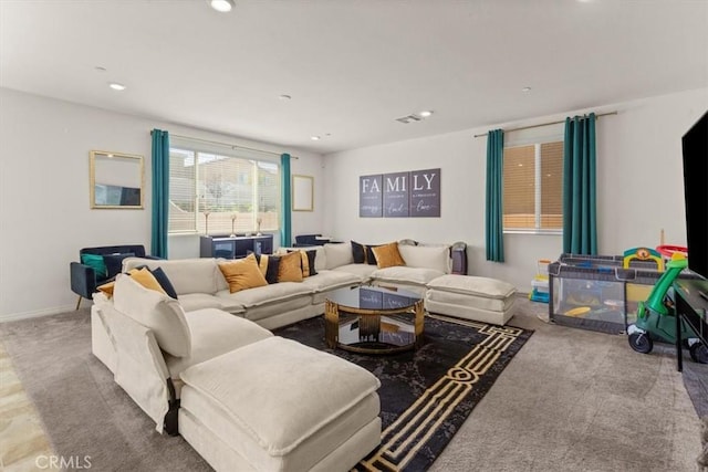 1023 Barberry Ln, Calimesa, CA 92320 - living area featuring recessed lighting, carpet floors, and baseboards