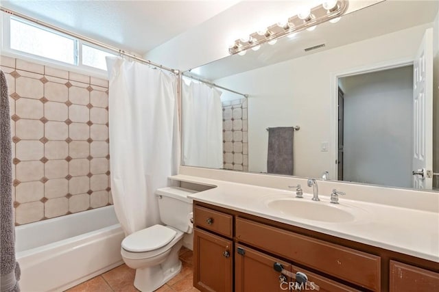 24101 Crowned Partridge Ln, Murrieta, CA 92562 - bathroom with vanity, shower / tub combo, and tile patterned flooring