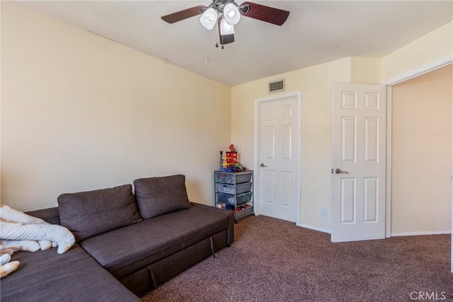 24101 Crowned Partridge Ln, Murrieta, CA 92562 - carpeted living area featuring ceiling fan and baseboards