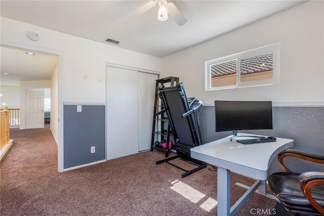 24101 Crowned Partridge Ln, Murrieta, CA 92562 - office featuring ceiling fan and carpet flooring
