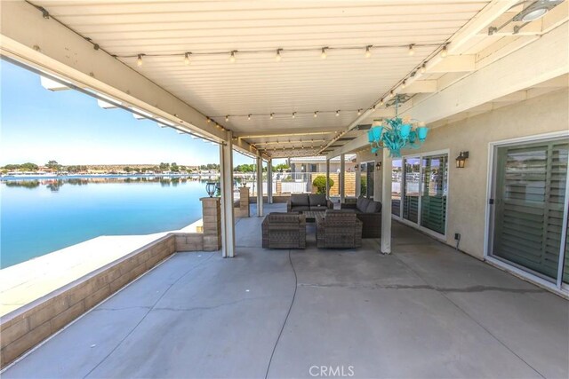 27470 Lakeview Dr, Helendale, CA 92342 - view of patio / terrace with an outdoor hangout area and a water view