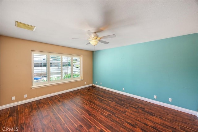27470 Lakeview Dr, Helendale, CA 92342 - spare room featuring a ceiling fan, wood finished floors, and baseboards