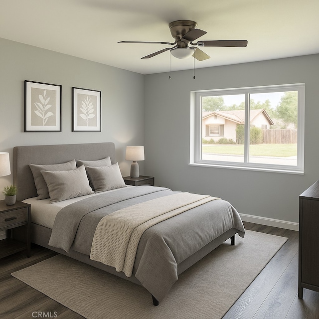 284 Celeste Dr, Riverside, CA 92507 - bedroom with dark wood finished floors and ceiling fan
