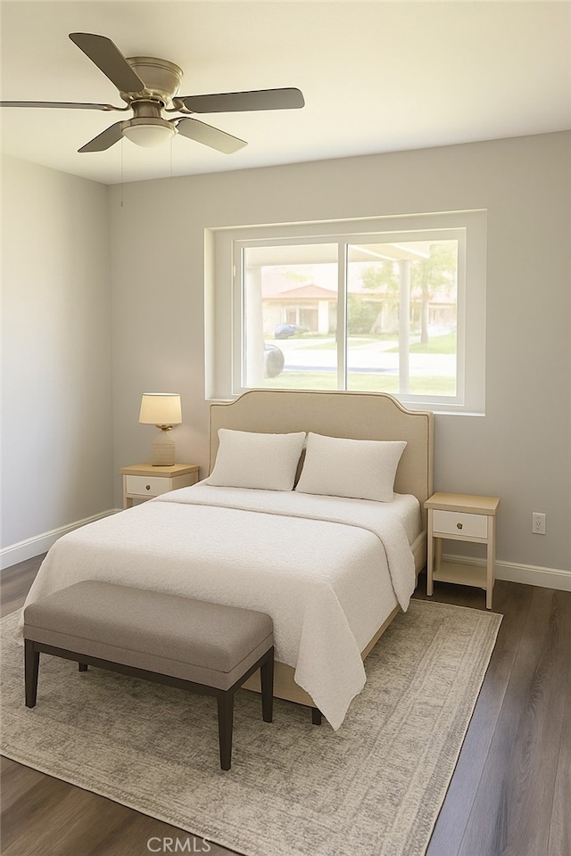 284 Celeste Dr, Riverside, CA 92507 - bedroom with multiple windows, dark wood-type flooring, and a ceiling fan