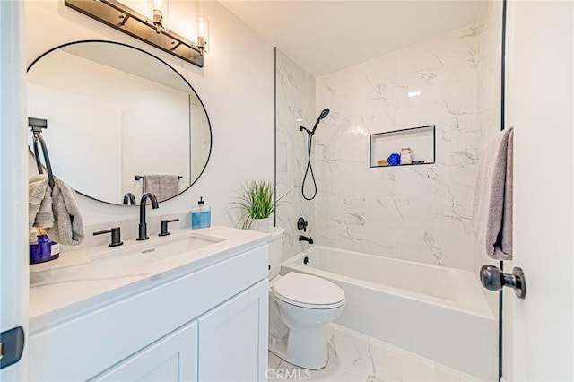 11591 Palawan St, Cypress, CA 90630 - bathroom featuring vanity, marble finish floors, and bathtub / shower combination
