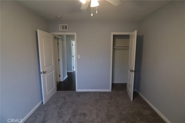 425 E Wilson Ave, Orange, CA 92867 - unfurnished bedroom featuring carpet floors, baseboards, a closet, and ceiling fan
