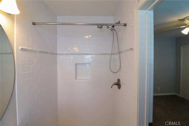 425 E Wilson Ave, Orange, CA 92867 - full bathroom featuring a tile shower and a ceiling fan