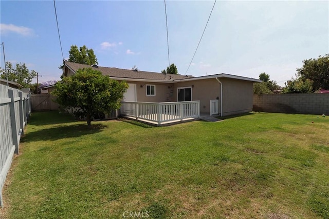425 E Wilson Ave, Orange, CA 92867 - rear view of property with a fenced backyard, a deck, and stucco siding