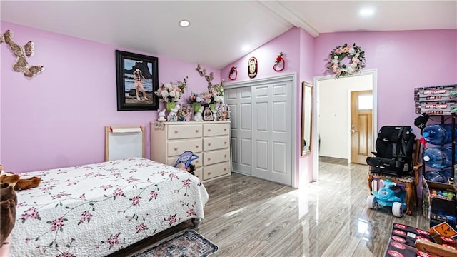 9828 Carob Ave, Fontana, CA 92335 - bedroom with a closet, wood finished floors, and recessed lighting